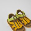 Camper Sandalias | Sandalias Verdes Y Naranjas De Piel Para Ninos