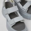 Camper Sandalias | Sandalia Con Dos Tiras De Piel Gris Para Mujer