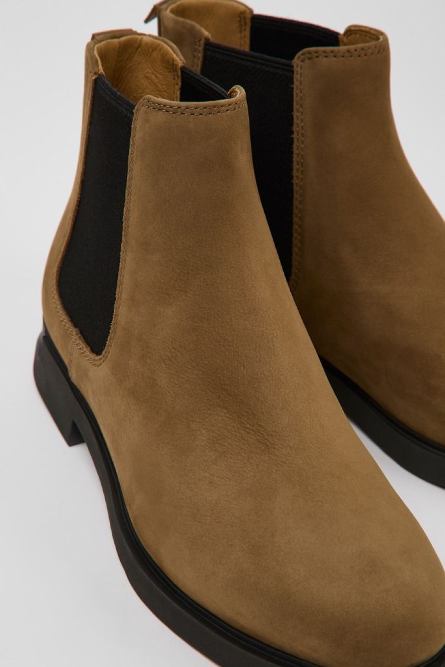 Camper Zapatos De Vestir | Botas Chelsea Marrones De Nobuk Para Mujer