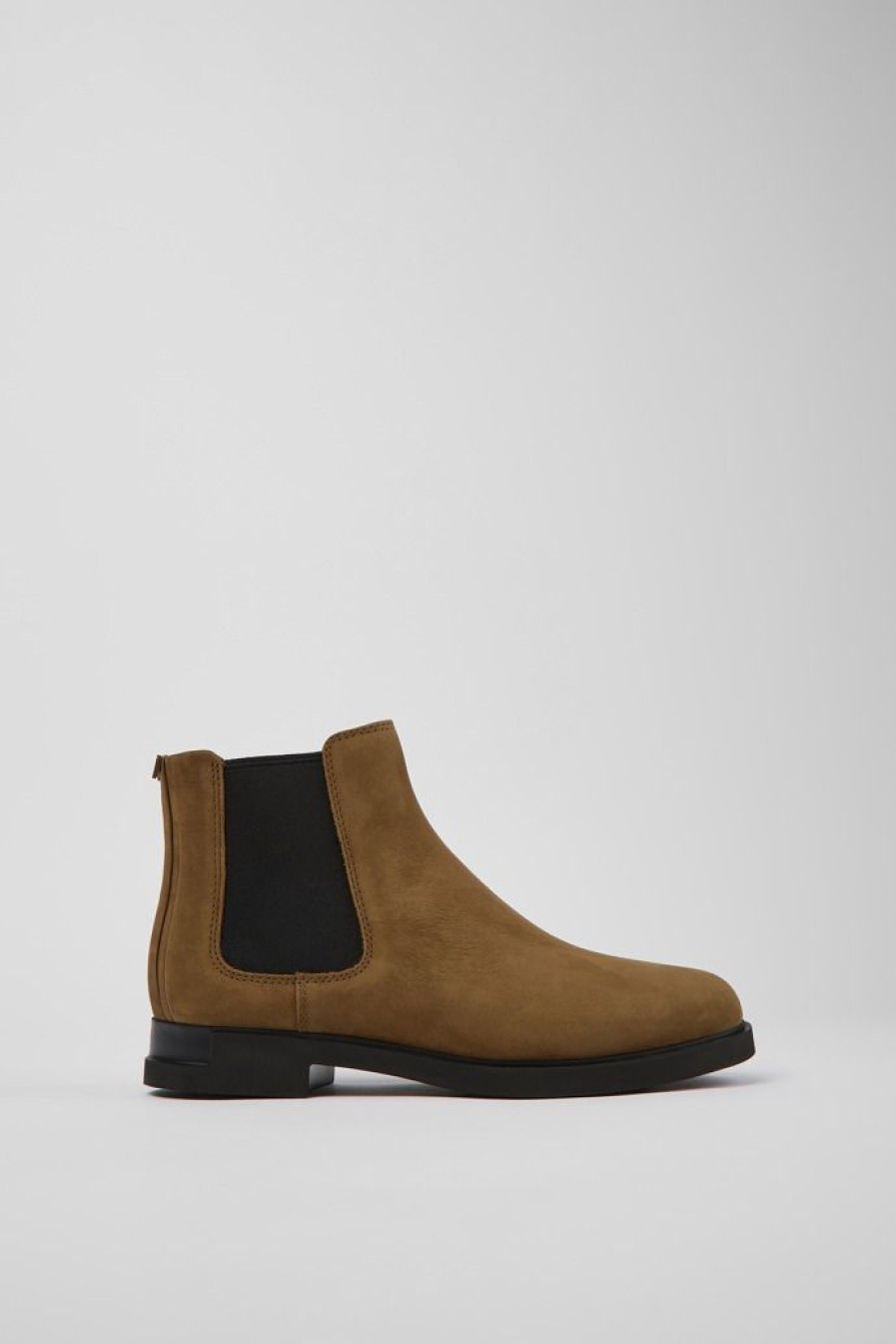 Camper Zapatos De Vestir | Botas Chelsea Marrones De Nobuk Para Mujer