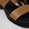 Camper Sandalias | Sandalia Con Dos Tiras De Piel Marron Para Mujer