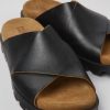 Camper Sandalias | Sandalia Con Tira Cruzada De Piel Negra Para Mujer