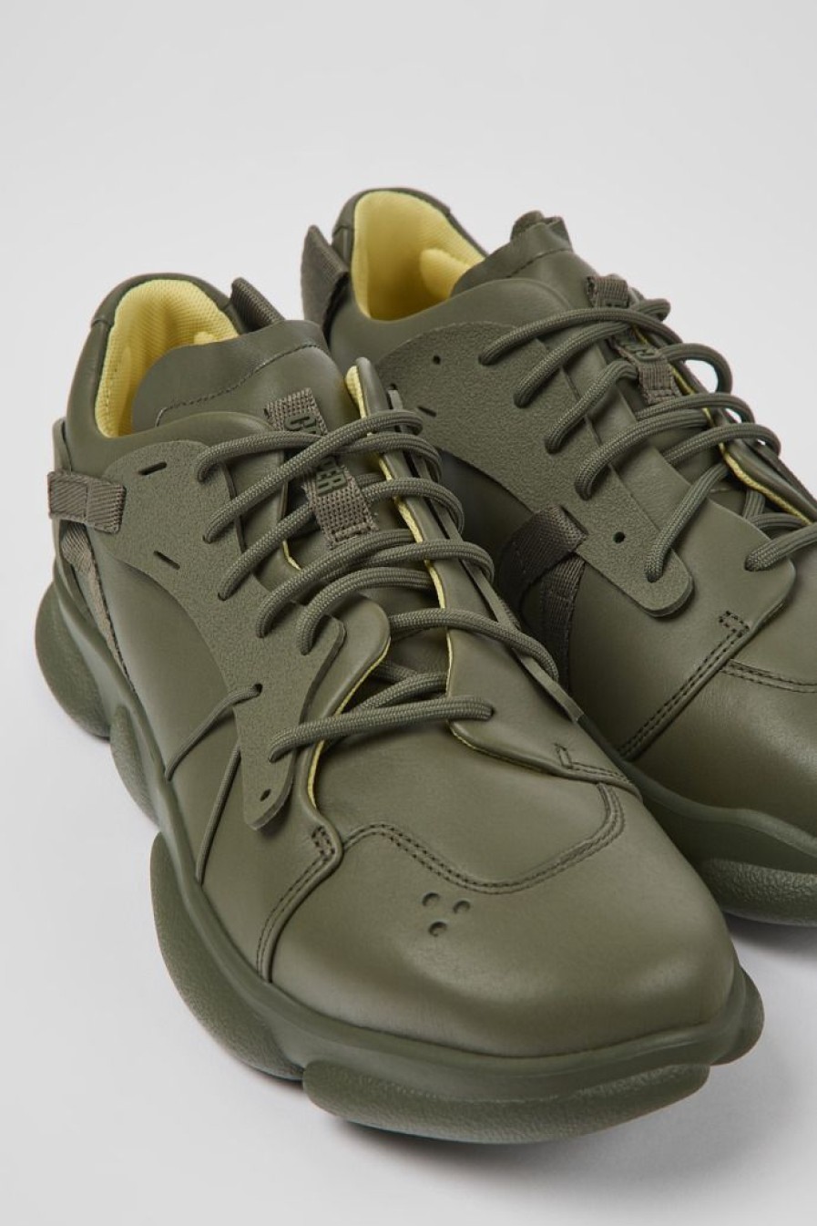 Camper Zapatillas | Sneakers Verdes De Piel Y Tejido Para Hombre