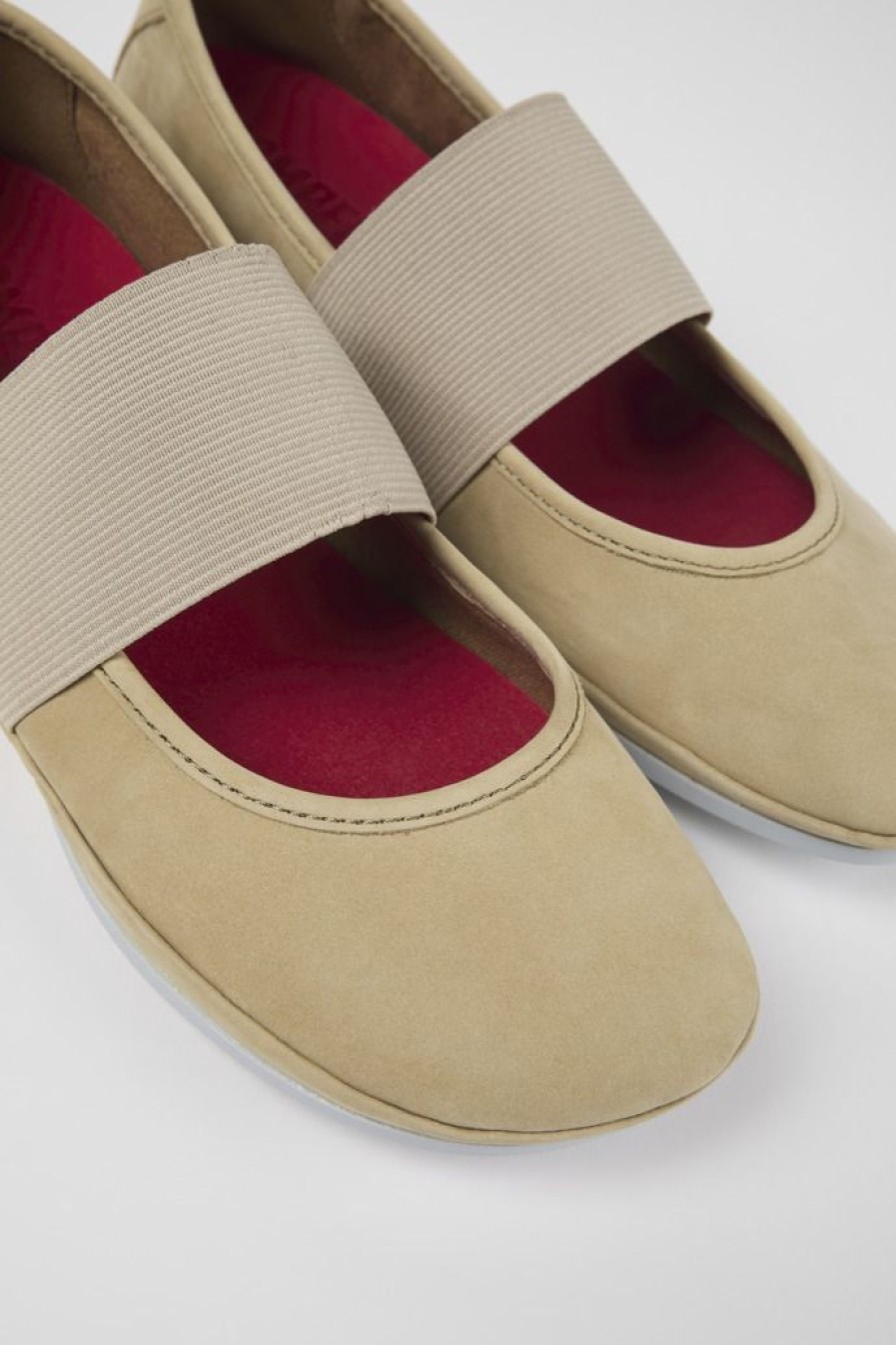 Camper Bailarinas | Merceditas De Nobuk Beige Para Mujer