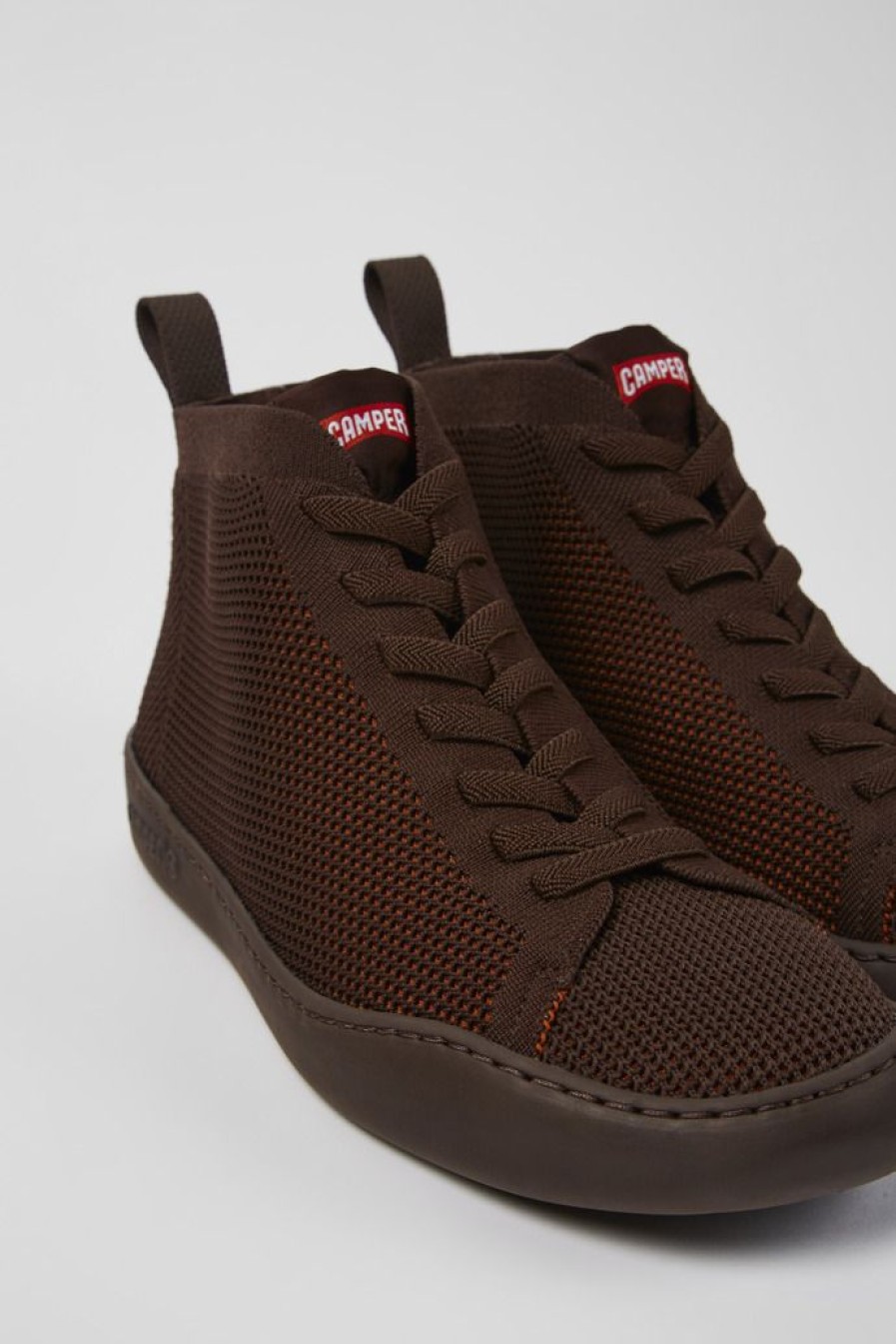 Camper Zapatillas | Sneakers Burdeos De Punto De Una Pieza Para Hombre