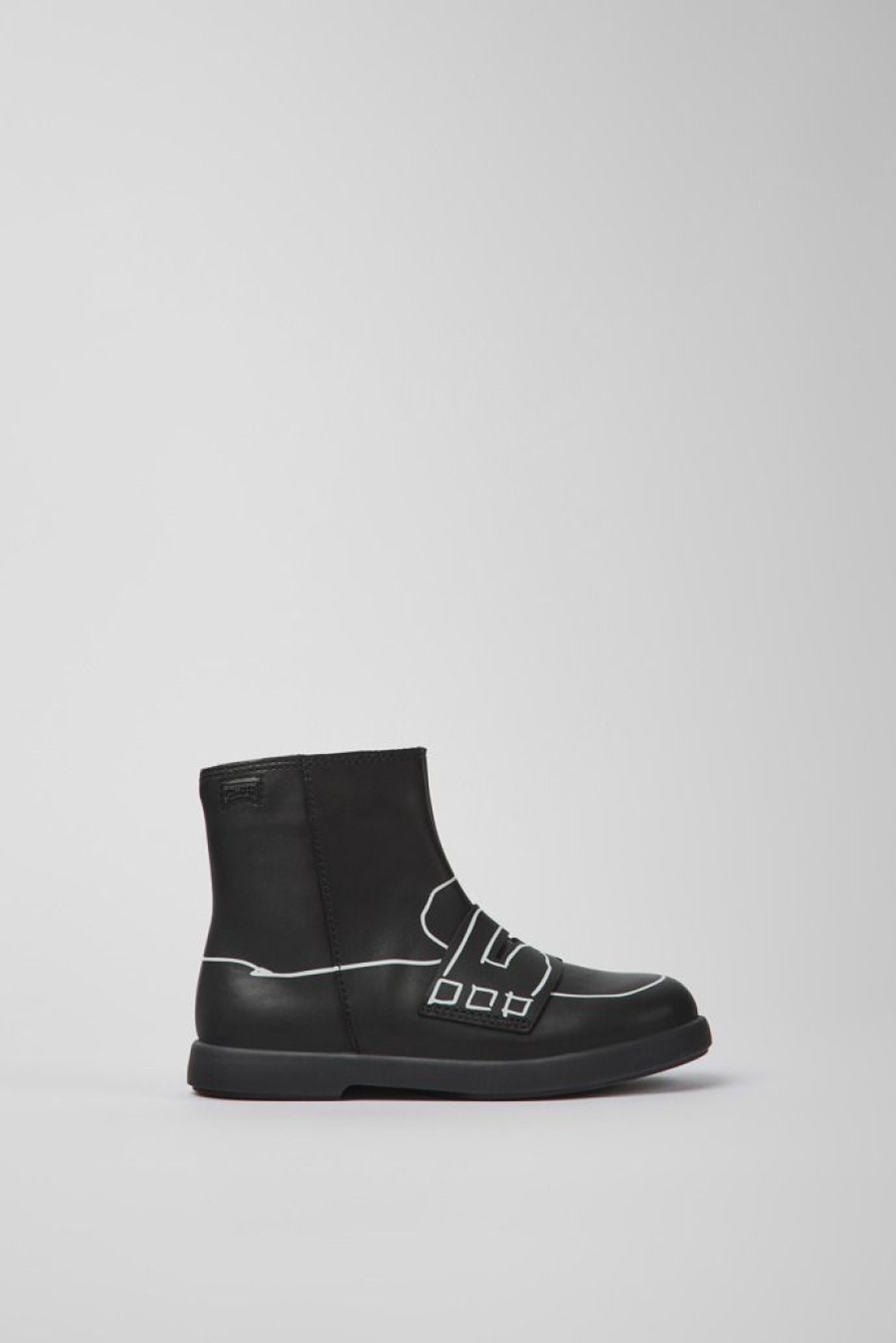 Camper Botas | Botines Negros De Piel Para Ninos