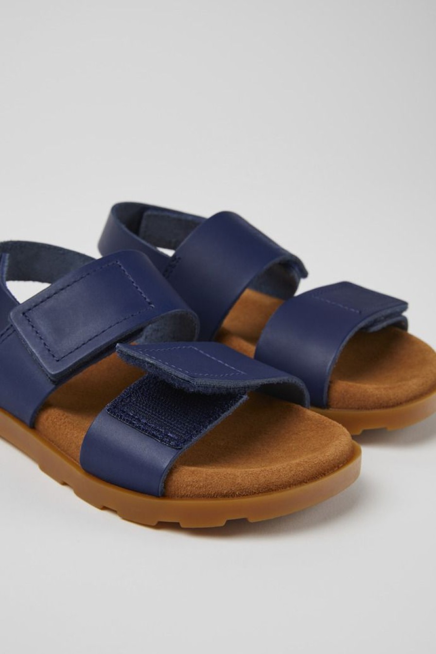 Camper Sandalias | Sandalias Azul Marino De Piel Para Ninos