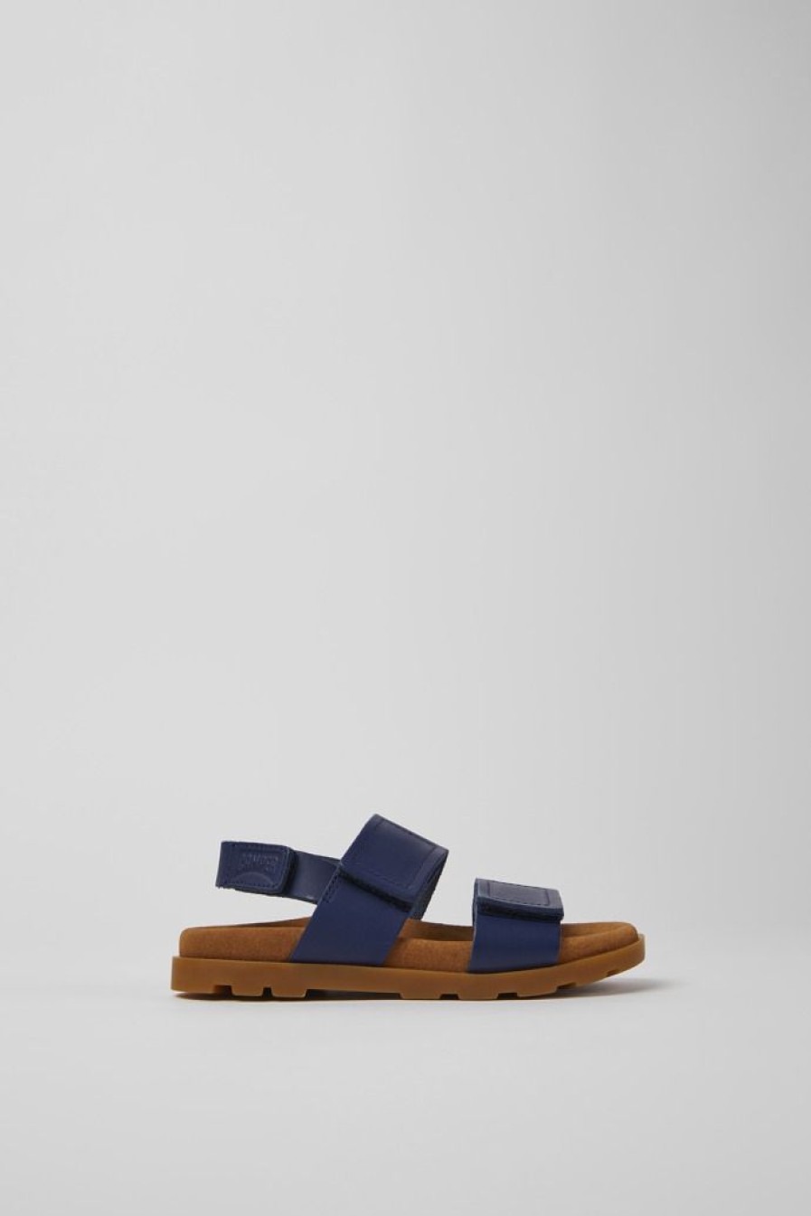 Camper Sandalias | Sandalias Azul Marino De Piel Para Ninos