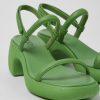 Camper Sandalias | Sandalia De Piel Verde Para Mujer