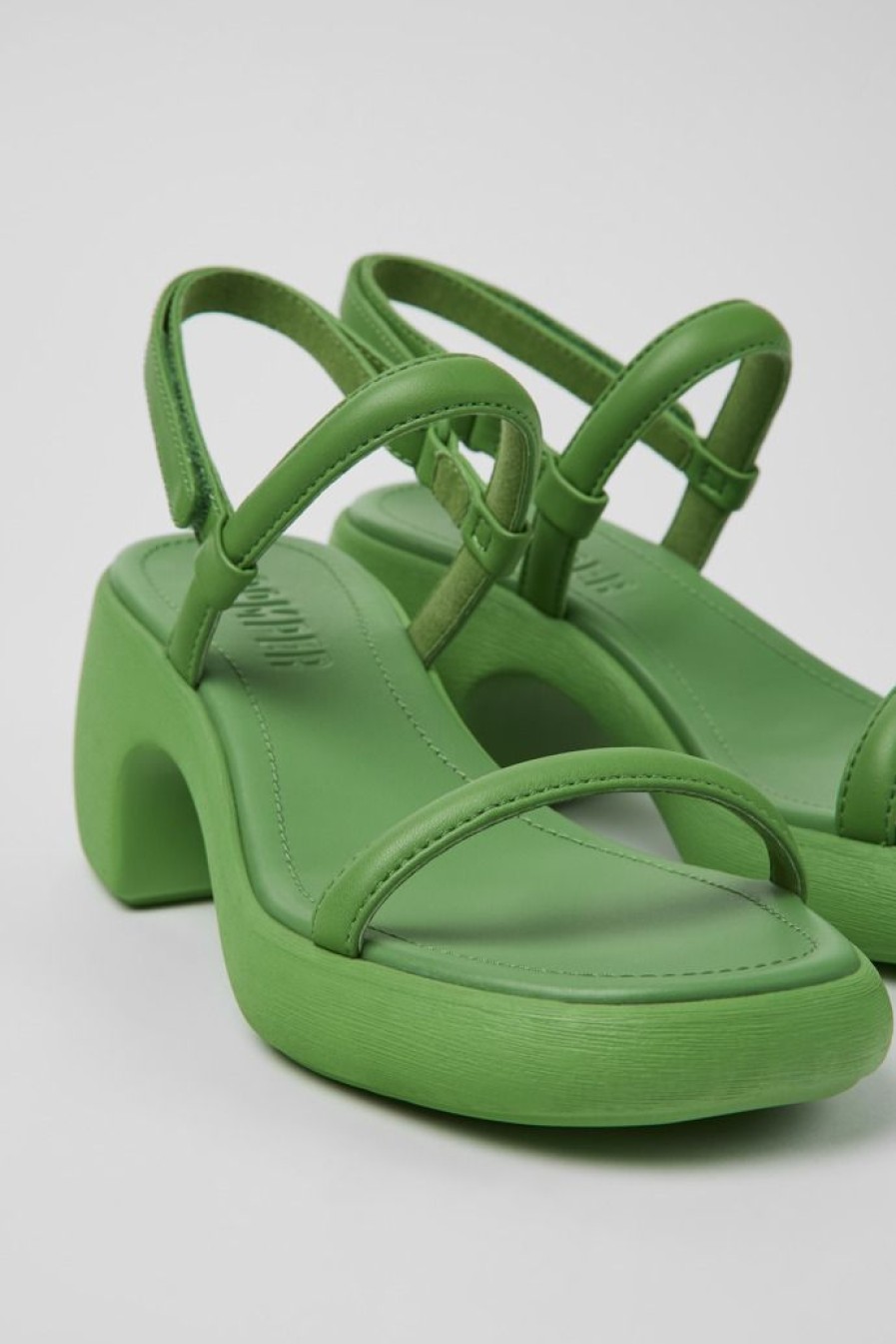 Camper Sandalias | Sandalia De Piel Verde Para Mujer