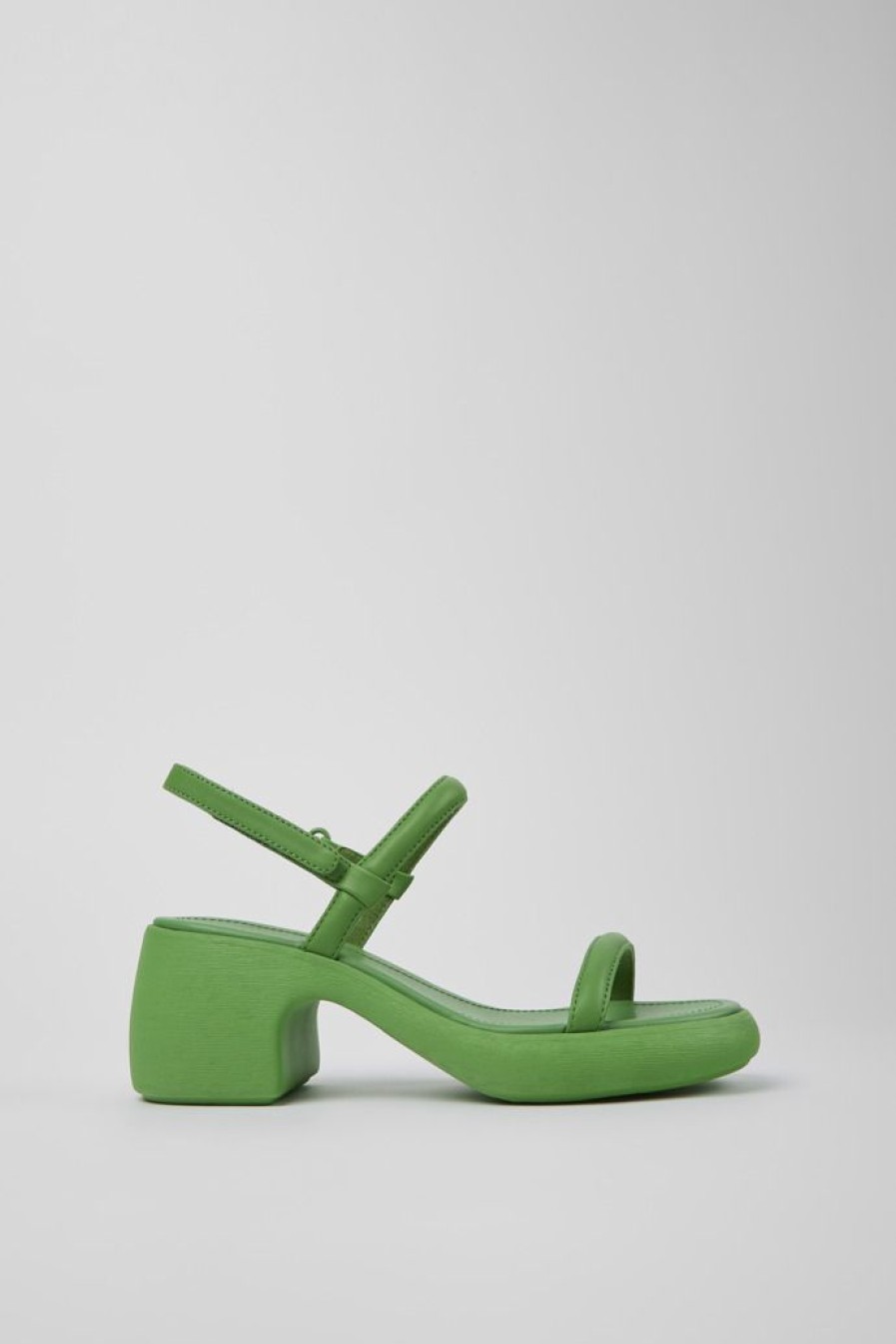 Camper Sandalias | Sandalia De Piel Verde Para Mujer