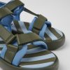 Camper Sandalias | Sandalia Verde Y Azul De Tejido Y Piel Para Hombre