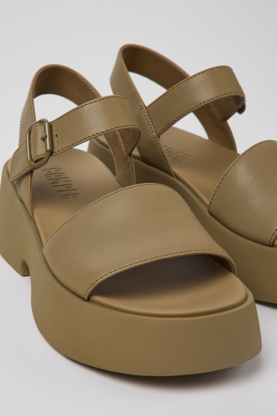 Camper Sandalias | Sandalia De Piel Marron Para Mujer