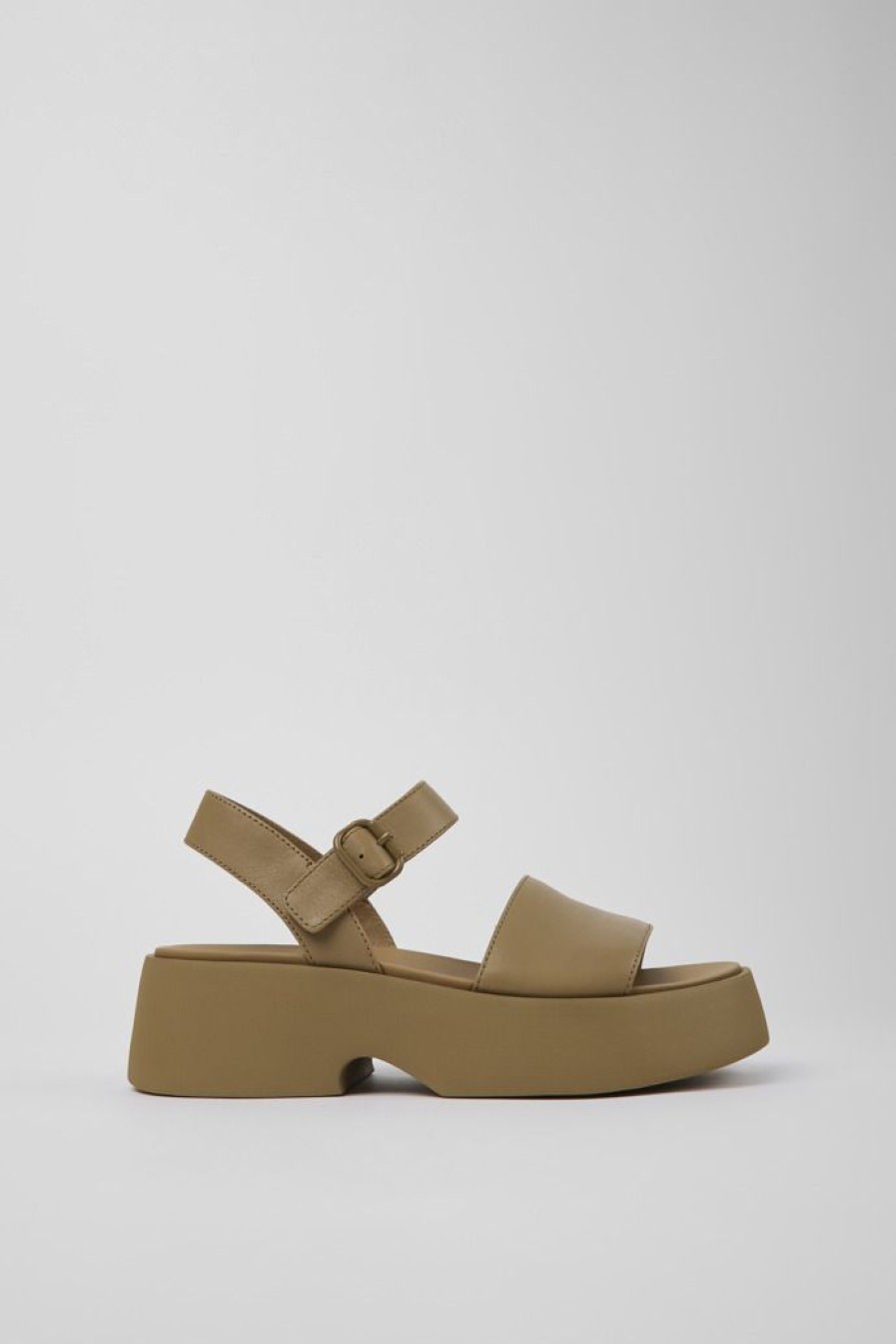 Camper Sandalias | Sandalia De Piel Marron Para Mujer