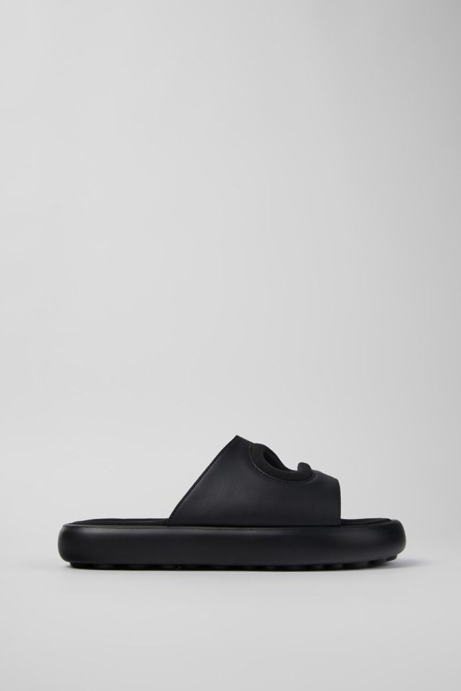 Camper Sandalias | Chancla De Piel/Tejido Negra Para Hombre