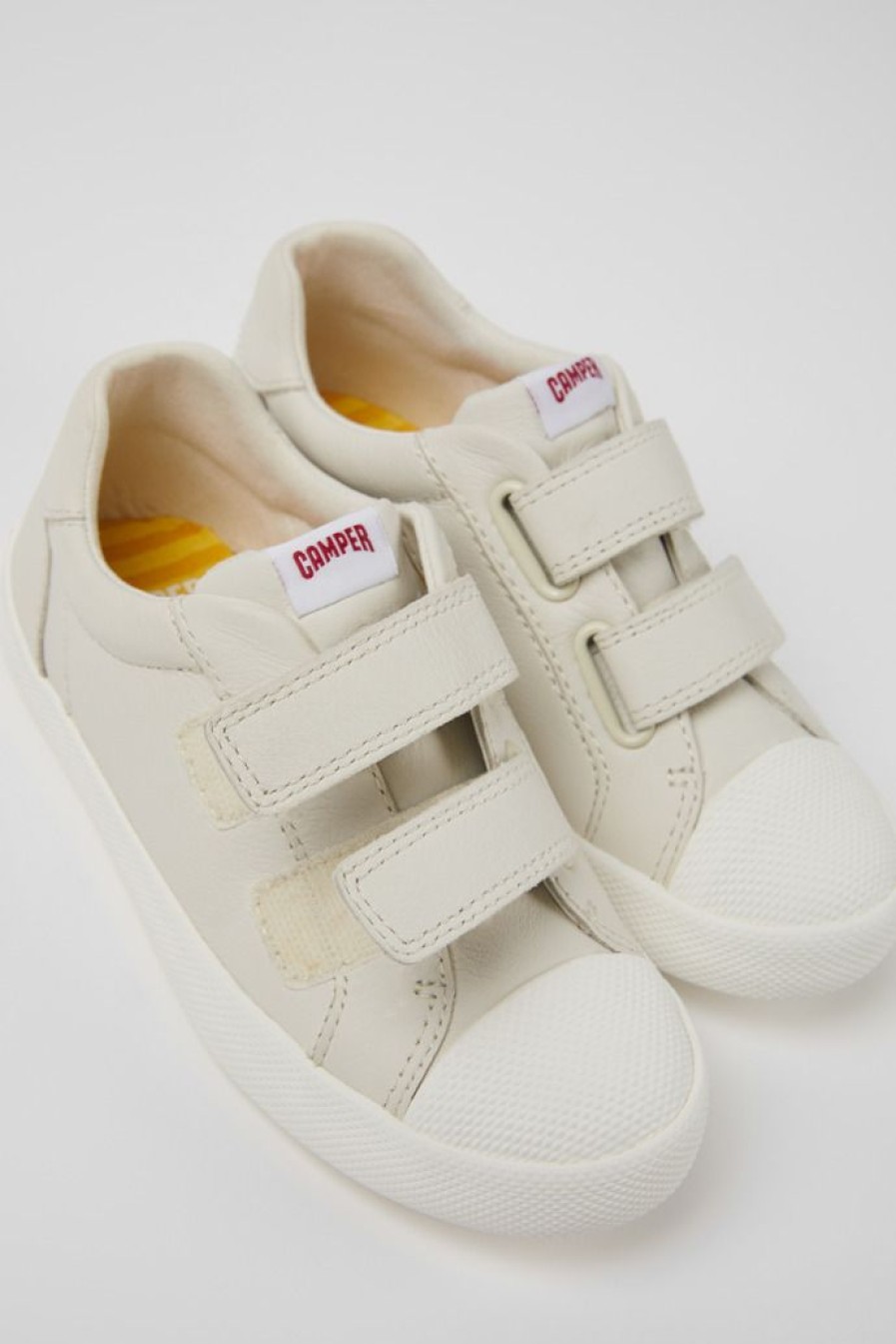 Camper Zapatillas | Zapatos Blancos De Piel Para Ninos