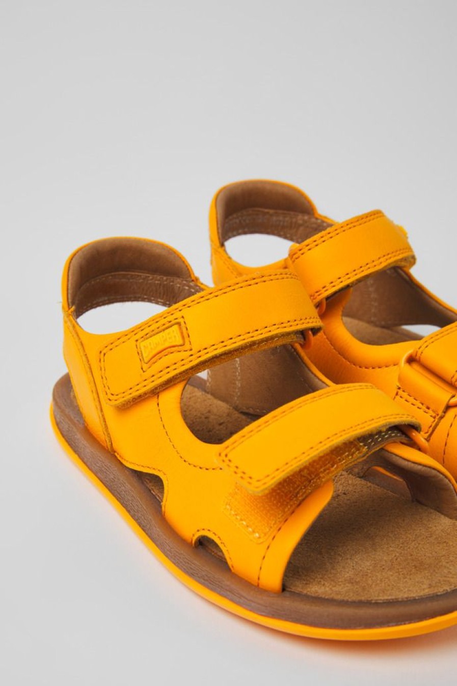 Camper Sandalias | Sandalias Naranjas De Piel Para Ninos