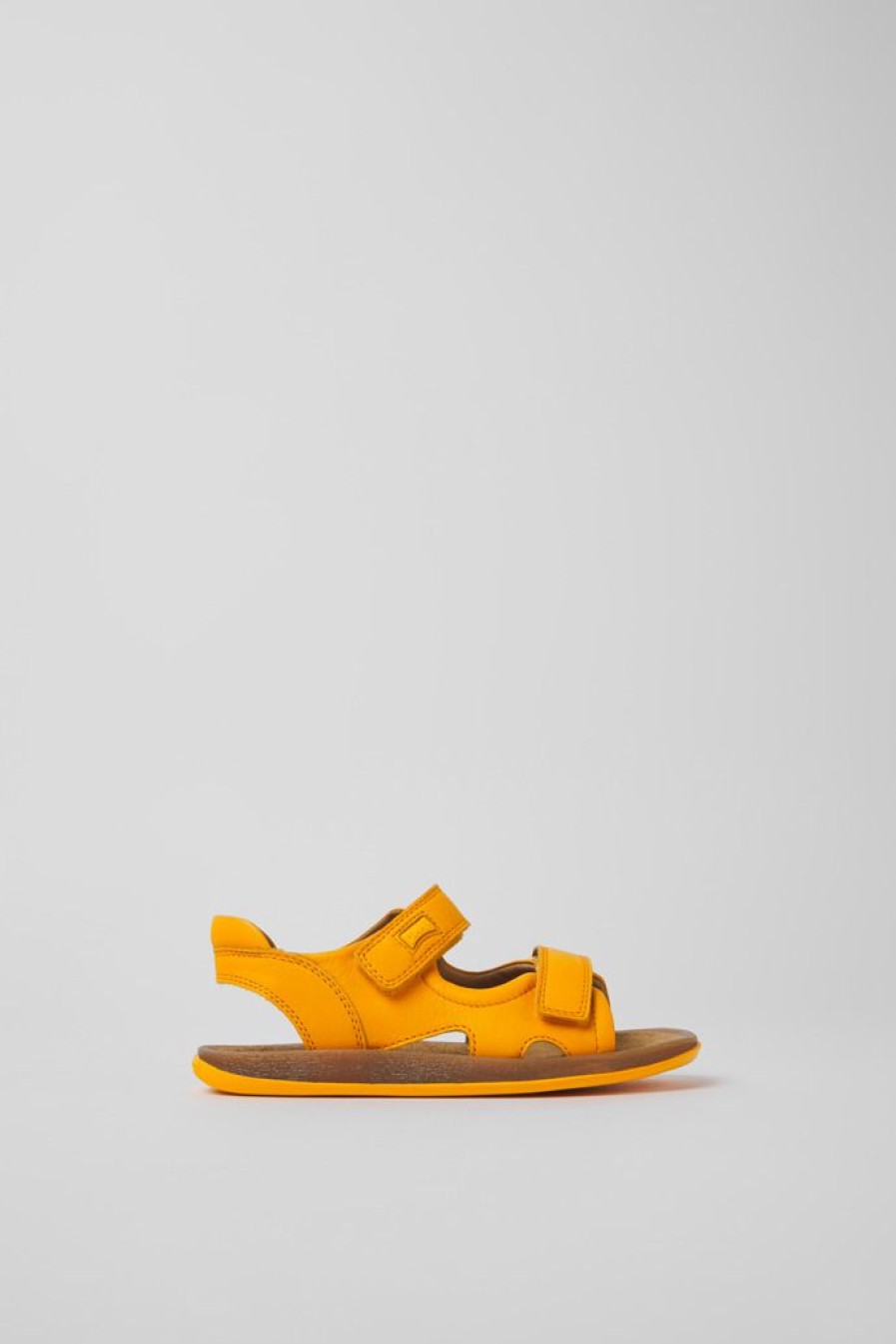 Camper Sandalias | Sandalias Naranjas De Piel Para Ninos