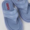 Camper Sandalias | Chancla De Piel Azul Para Hombre