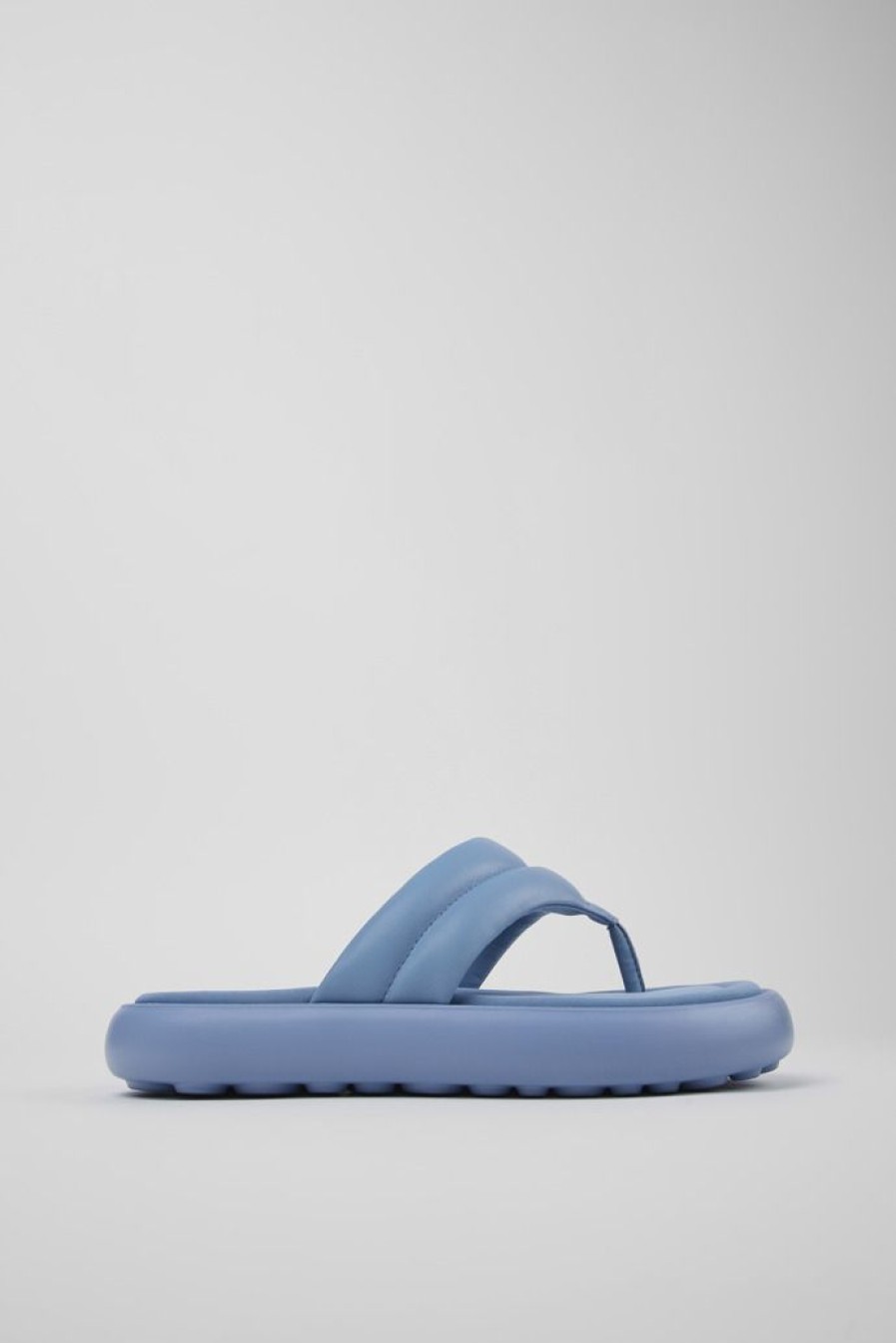 Camper Sandalias | Chancla De Piel Azul Para Hombre