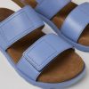 Camper Sandalias | Sandalia De Piel Azul Con Dos Tiras