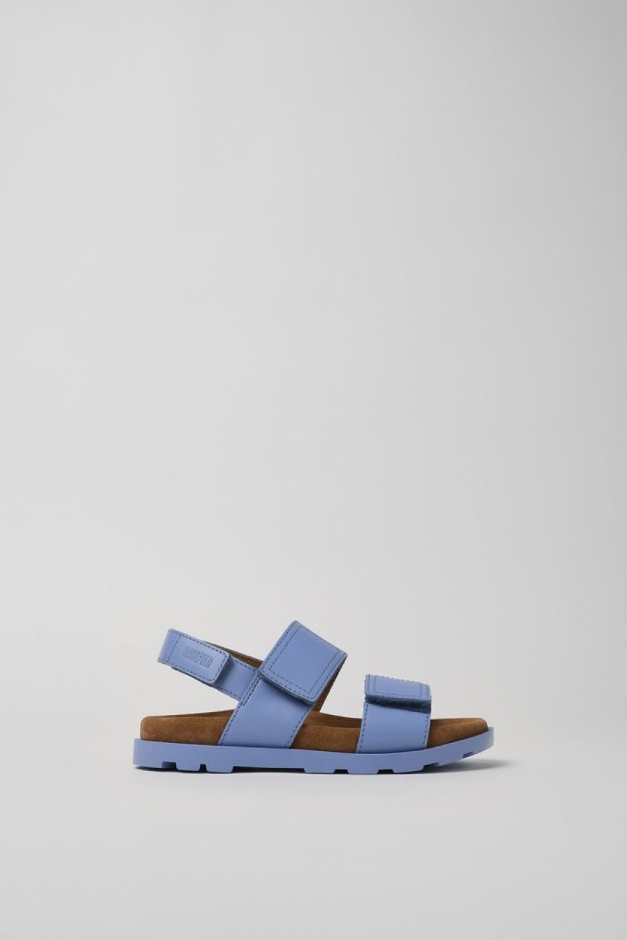 Camper Sandalias | Sandalia De Piel Azul Con Dos Tiras