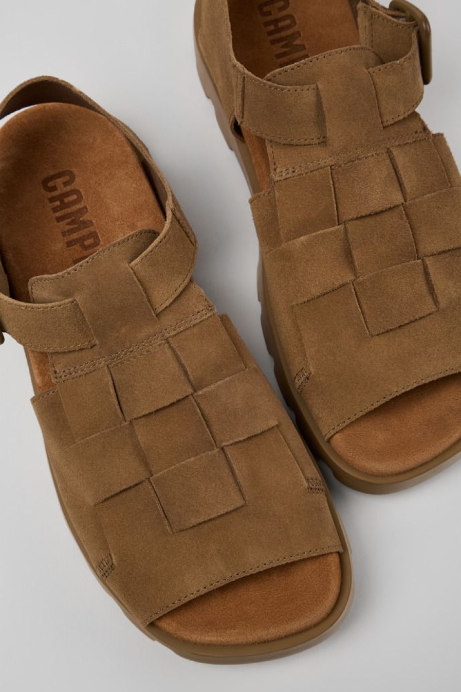 Camper Sandalias | Sandalia De Nobuk Marron Para Hombre