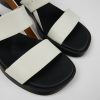 Camper Sandalias | Sandalia Con Dos Tiras De Piel Blanca Para Mujer