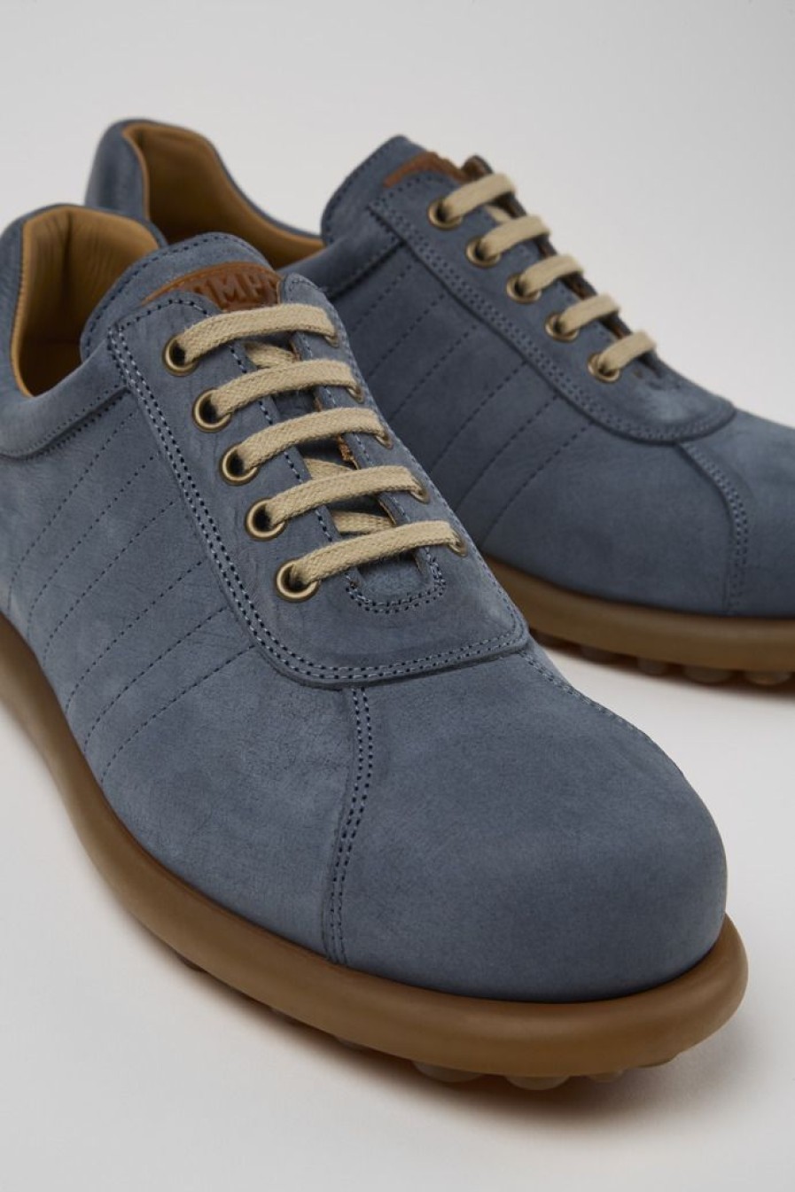 Camper Zapatos Casual | Sneaker Oxford De Nobuk Azul Para Hombre