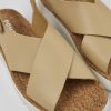 Camper Sandalias | Sandalia De Piel/Tejido Beige Para Mujer