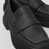 Camper Zapatos De Vestir | Mocasin De Piel Negro Para Mujer