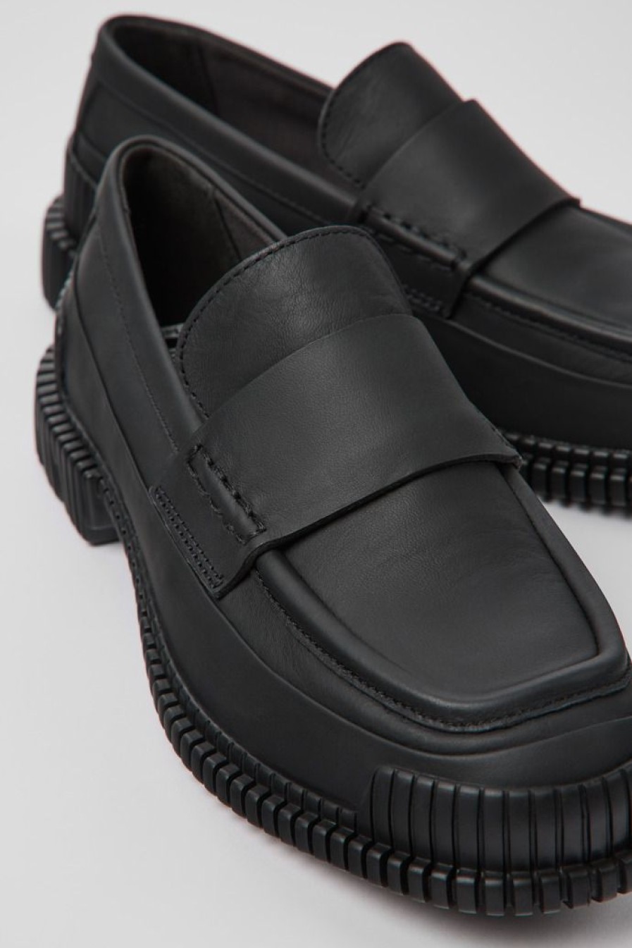 Camper Zapatos De Vestir | Mocasin De Piel Negro Para Mujer