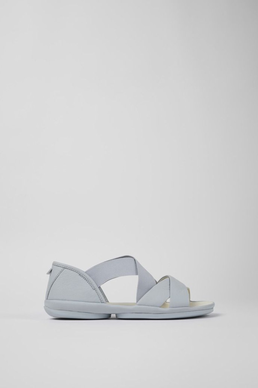 Camper Sandalias | Sandalia Con Tira Cruzada De Piel Gris Para Mujer