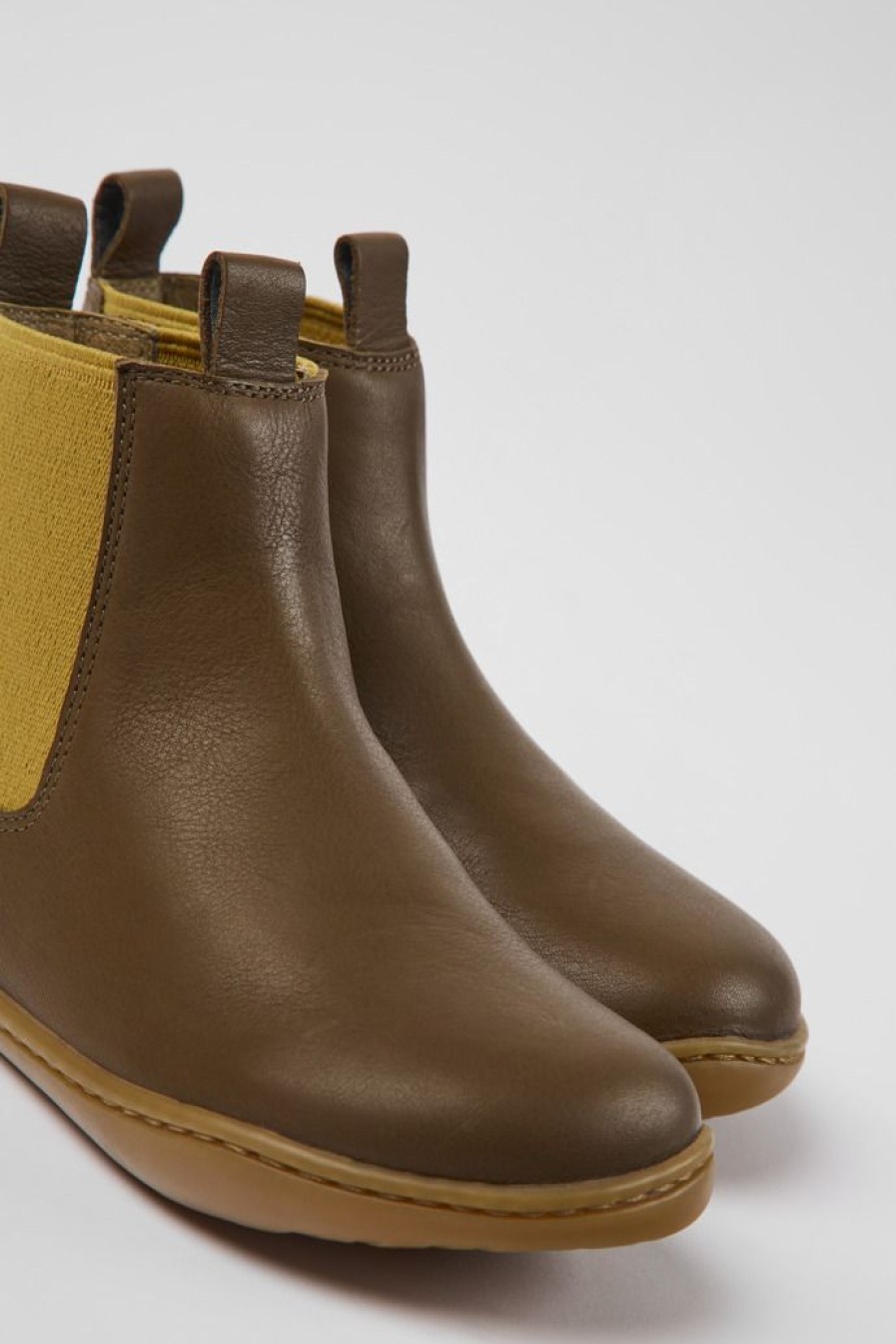 Camper Botas | Botines Marrones De Piel Para Ninos