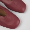 Camper Zapatos Planos | Bailarina De Piel Roja Para Mujer