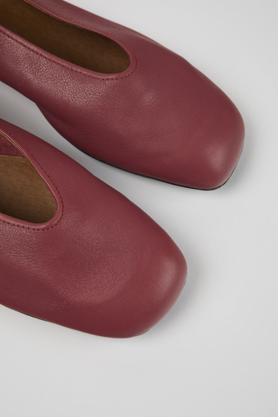 Camper Zapatos Planos | Bailarina De Piel Roja Para Mujer