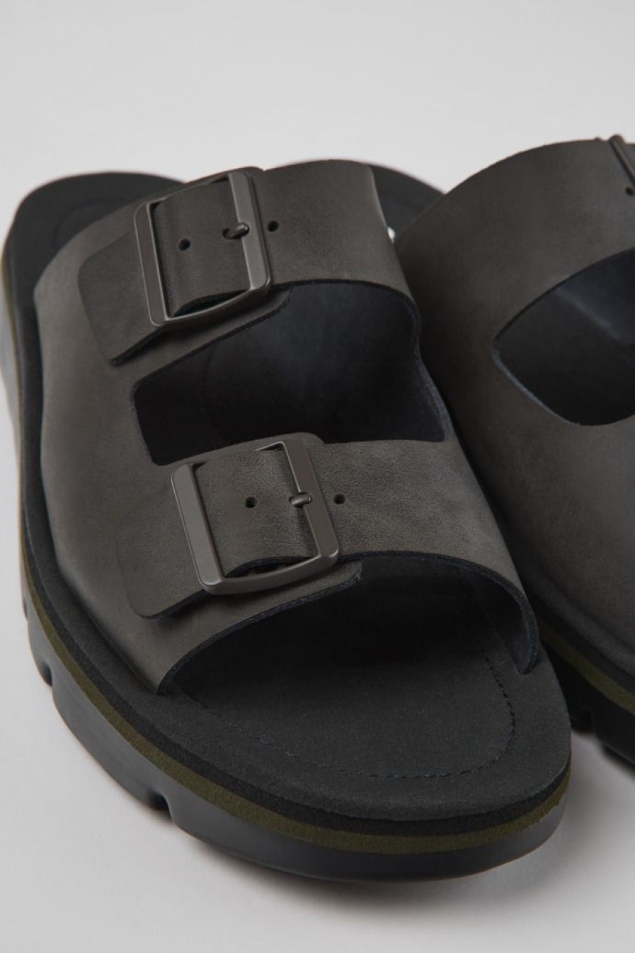 Camper Sandalias | Chancla De Piel Marron Para Hombre