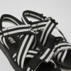 Camper Sandalias | Sandalias Blancas Y Negras De Tejido Para Mujer