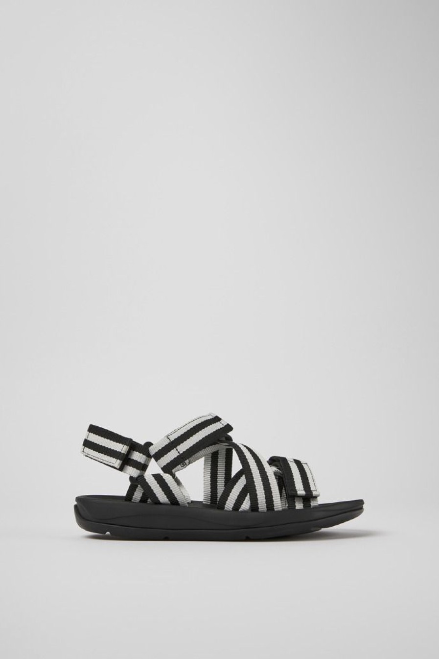 Camper Sandalias | Sandalias Blancas Y Negras De Tejido Para Mujer