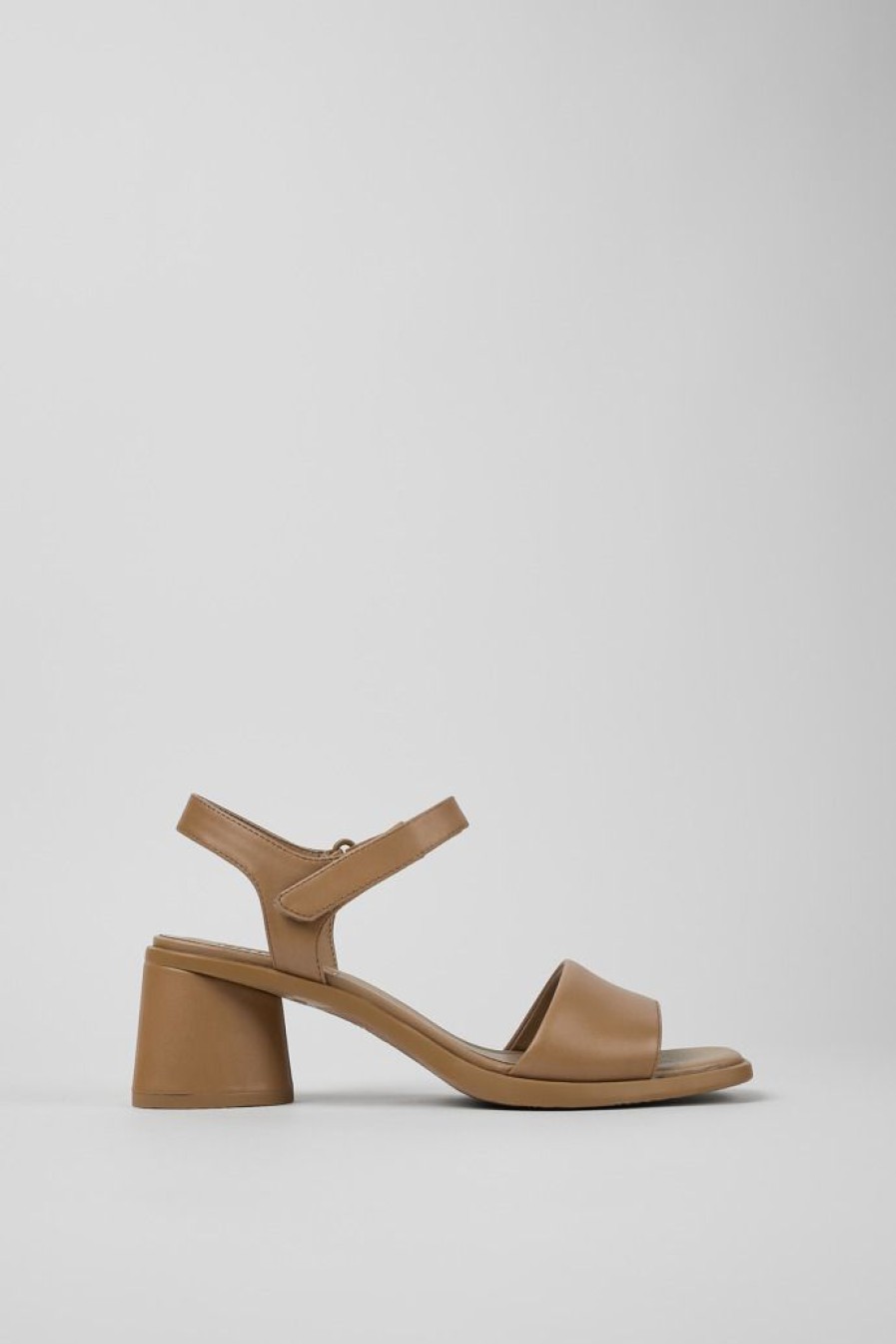 Camper Sandalias | Sandalia De Tacon De Piel Marron Para Mujer