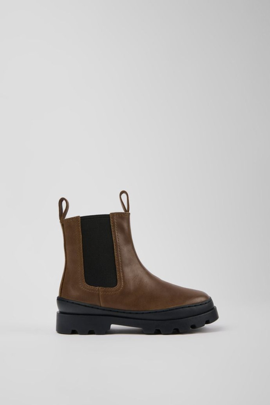 Camper Botas | Botas Chelsea Marrones De Piel Para Ninos