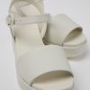 Camper Sandalias | Sandalia Con Dos Tiras De Piel Blanca Para Mujer