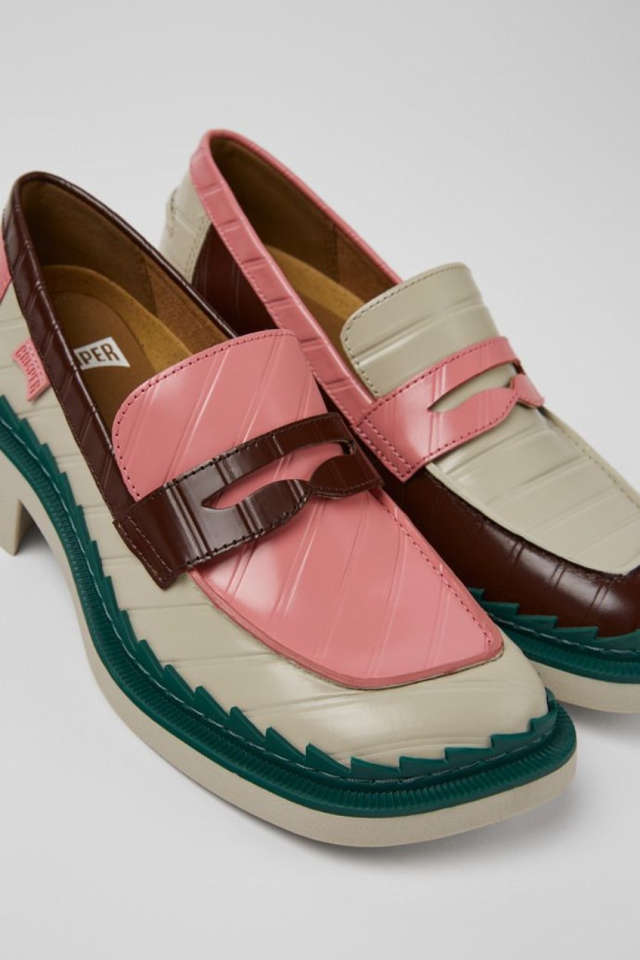 Camper Zapatos De Vestir | Mocasines Multicolores De Piel Para Mujer