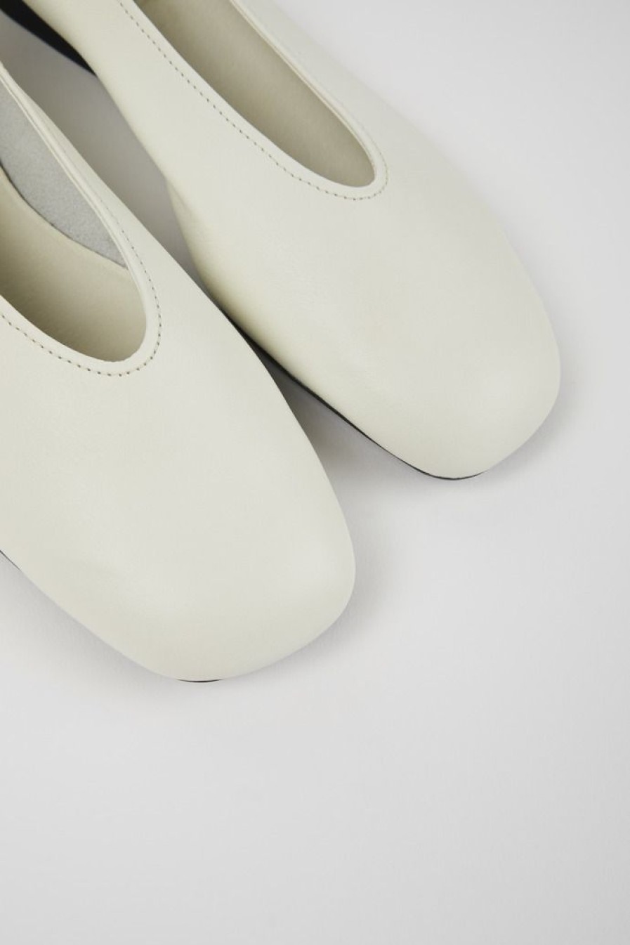 Camper Zapatos Planos | Bailarina De Piel Blanca Para Mujer