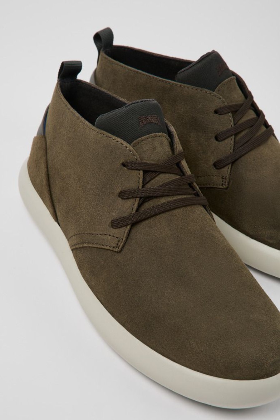 Camper Botines | Sneakers Verdes De Nobuk Para Hombre