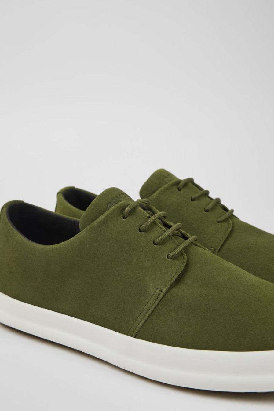 Camper Zapatos Casual | Zapato Blucher De Nobuk Verde Para Hombre