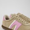 Camper Zapatillas | Sneaker De Nobuk/Piel Beige Para Mujer