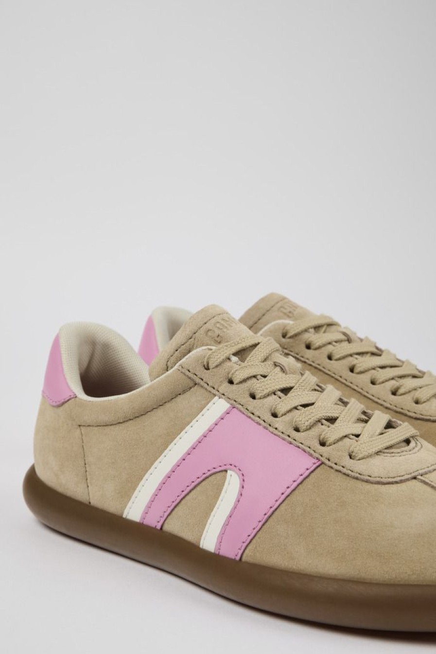 Camper Zapatillas | Sneaker De Nobuk/Piel Beige Para Mujer