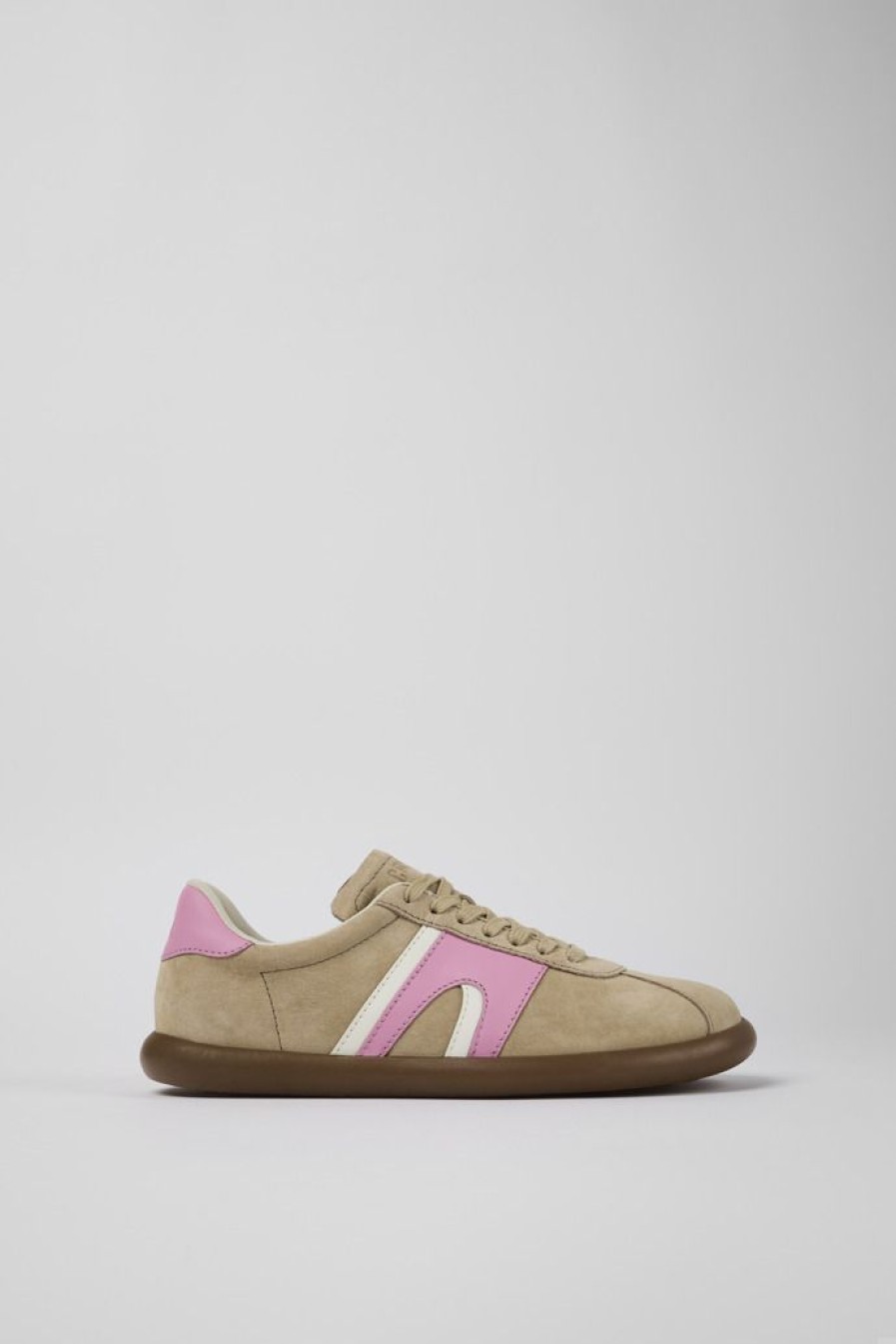 Camper Zapatillas | Sneaker De Nobuk/Piel Beige Para Mujer