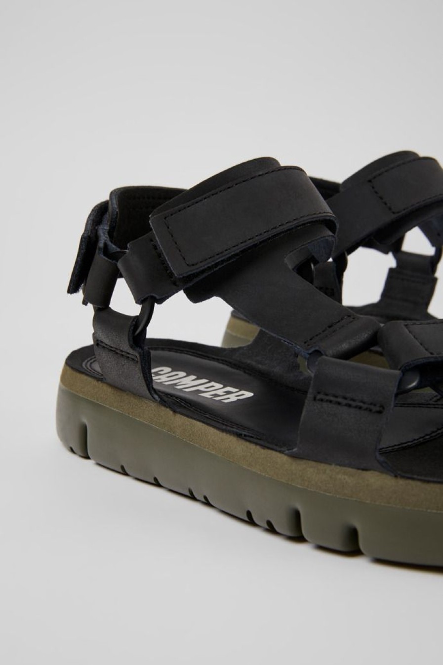 Camper Sandalias | Sandalias Negras De Piel Para Hombre